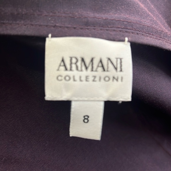 Giorgio Armani Collezioni Sz 8 Purple Eggplant Wrap Tie Cotton Blend Jacket - Picture 7 of 10